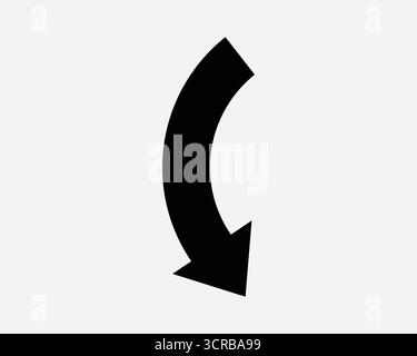 Down Arrow Pointing Right Underneath Below Icon Under Side Position Arrowhead Pointer Navigation Back Forward Sideways Curve Bend Point Symbol Sign Stock Vector