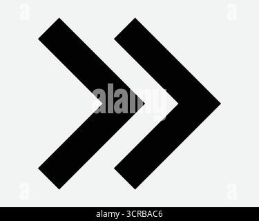 Double Right Arrow Icon Two East Side Slide Next Pointer Point Sign 2 Arrowhead Pointing Eastward Symbol Slider Swipe Motion Direction Path Pathway Stock Vector
