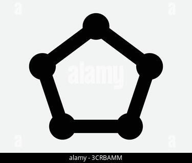 Pentagon Shape Corner Dot Five Sided Polygon 5 Side Line Outline Geometric Connection Link Border Path Pathway Connect Dots Sign Symbol Icon Stock Vector
