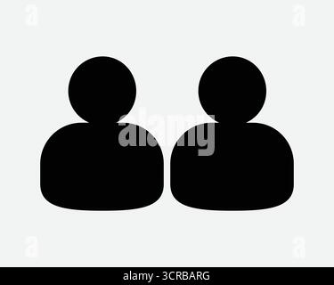 User Partnership Icon Two Stick Figure Avatar Social Member Partner Friend Friendship Gay Couple Person Team Teamwork Connection Pair Black Silhouette Stock Vector