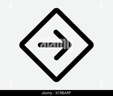Right Side Arrow Line Icon Rightward Position East Path Location Symbol Next Slide Swipe Gesture Sign Black Diamond Square Shape Outline Orientation Stock Vector