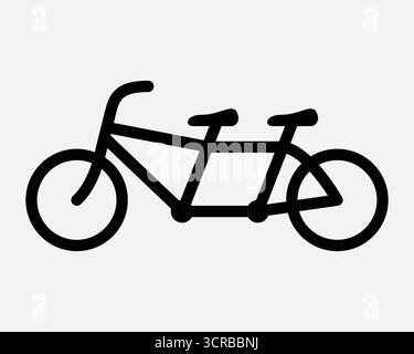 Two Person Bicycle Line Icon Tandem Bike Riding Urban Commute Circus Trick Double Pair Rider Teamwork Transport Ride Symbol Sign Outline Shape Stock Vector