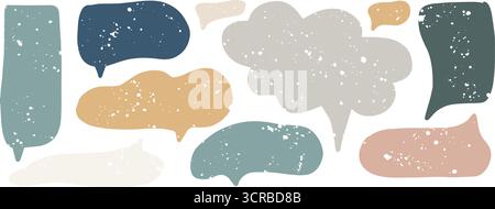 A collection of vibrant speech bubbles in various colors and shapes, alongside crayons and a playful balloon. Perfect for artistic projects and commun Stock Vector