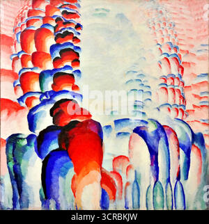 František Kupka, Hindu Motif (Motif hindou; Dégradés rouges), 1919. Stock Vector