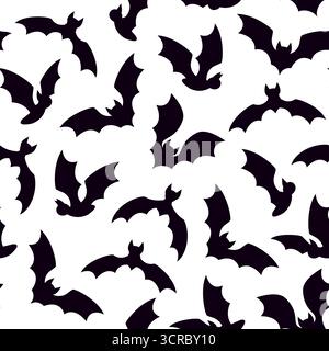 halloween flying bats seamless pattern; perfect for Halloween wrapping paper, party decorations, textiles, and digital projects- vector illustration Stock Vector