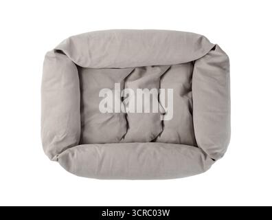 New textile soft pet bed isolated on white. Stock Photo