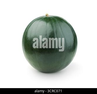 Whole fresh ripe watermelon isolated on white. Stock Photo