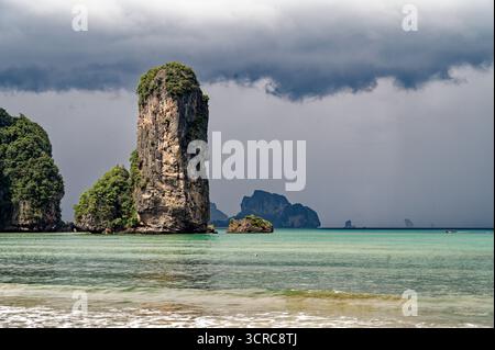 Ao nang Beach before thunderstorm - Krabi, Thailand Stock Photo