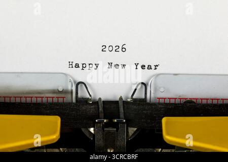 Happy New Year 2026 written on an old typewriter Stock Photo