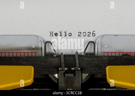 Hello 2026 written on an old typewriter Stock Photo