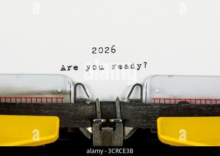 2026 Are you ready? - written on an old typewriter Stock Photo
