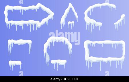 Set of customizable snow ice cap advertising banners in various shapes, ideal for winter ads. Stock Vector