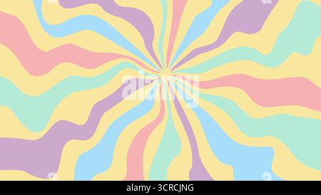 Retro-inspired swirl groovy starburst background with bold curves and vibrant energy. Stock Vector