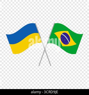 Ukraine and Brazil crossed flags Stock Vector