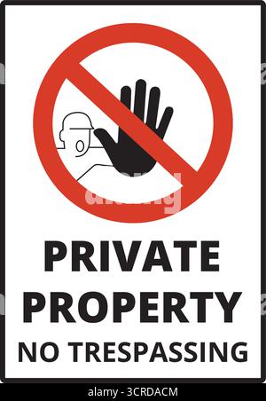 No trespassing, private property sign isolated on a white background Stock Vector