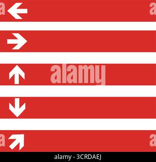 Blank red directional signs with arrows on a white background Stock Vector