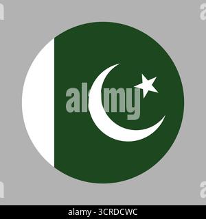 Pakistan flag circle icon. Flag of Pakistan button in round shape. National Pakistan flag background, badge, banner. Stock Vector