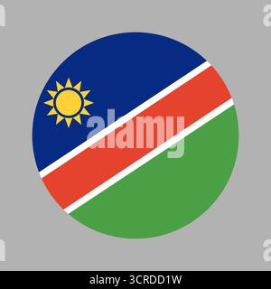 Button flag of Namibia. Flat round shaped of Namibia flag. National Namibia flag circle icon. Stock Vector