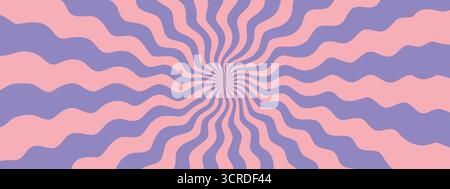 Groovy spiral background. Vector radial starburst pattern with wavy rays Stock Vector