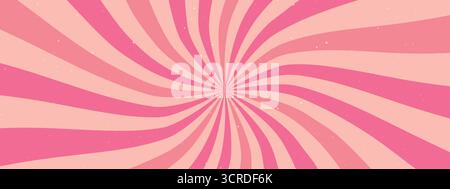 Retro swirl starburst pattern. Vector groovy background with spiral rays and dust Stock Vector