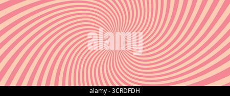 Psychedelic, retro spiral background. Vector pattern with radial starburst rays in retro colors Stock Vector
