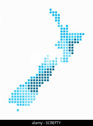 Square dots pattern map of New Zealand. Kiwi dotted pixel map with ...