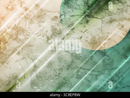 Beige and green glossy grunge geometric tech background with circle and diagonal stripes. Vector design Stock Vector