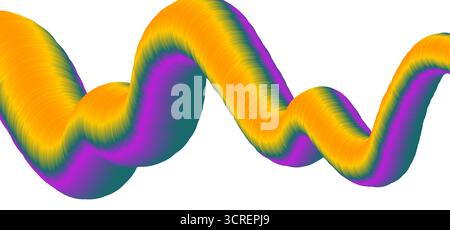 Abstract colorful 3D twisted wave shape with gradient colors on a white background. Glowing retro vector design Stock Vector