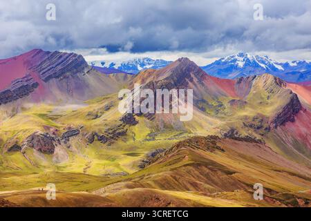 Vinicunca, Cusco Region, Peru. Montana de Siete Colores, or Rainbow Mountain. Stock Photo