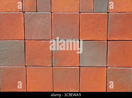 Red  Luxury Vintage Ceramic Clinker Pavers. Floor pavers in a path, detail of a pavement to walk, textured background Stock Photo