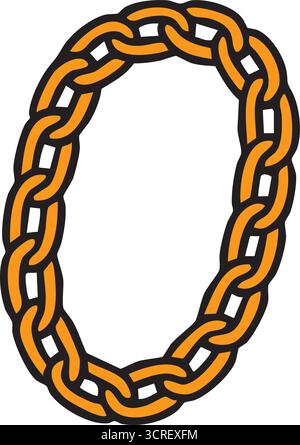 A heavy curb style chain rendered in warm gold color forming a closed loop for jewelry themes Stock Vector