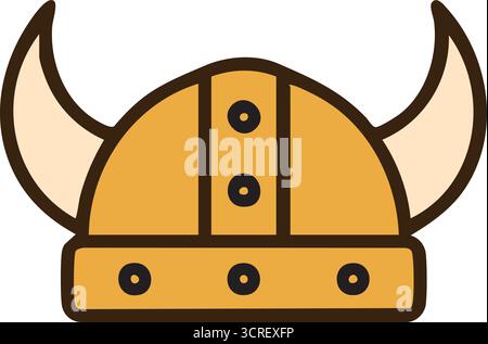 A legendary warrior helm with domed riveted crown and sweeping side horns for historical or fantasy themes Stock Vector