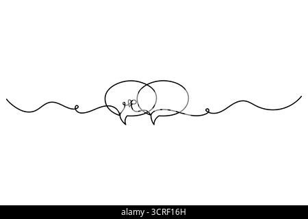Speech bubble continuous one line drawing of isolated outline vector icon Stock Vector