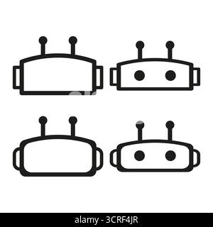 Robot head icons. Futuristic mascot design. Vector technology symbol. Black line element. EPS 10. Stock Vector