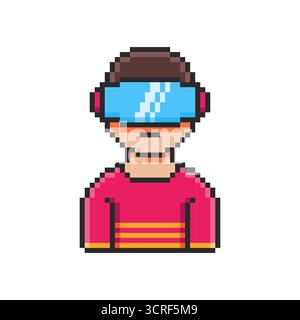 Pixel art VR Player Character game asset design Stock Vector
