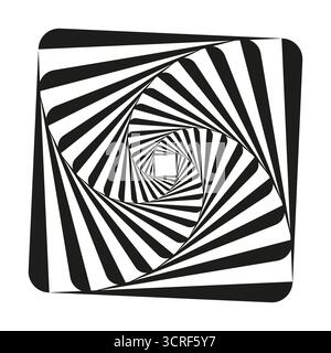 Abstract spiral square. Hypnotic tunnel pattern. Vortex optical illusion. Vector motion illustration. EPS 10. Stock Vector