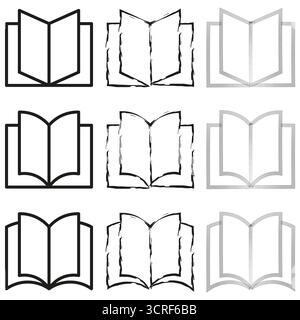 Open book icon. Distressed paper symbol. Abstract knowledge graphic. Vector education illustration. EPS 10. Stock Vector