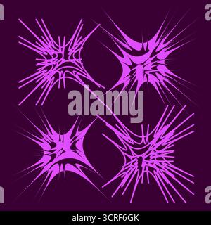 Abstract purple rays. Dynamic starburst lines. Dark black background. Vector explosion element. EPS 10. Stock Vector