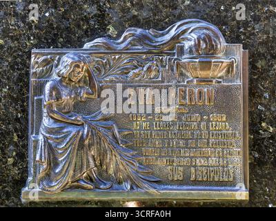 Plaque at the grave of Eva Peron, Recoleta cemetery, Buenos Aires, capital of Argentina Stock Photo