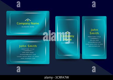 Sleek business card template with teal gradient tones and refined layout. Ideal for modern corporate branding, personal identity, and professional use Stock Vector