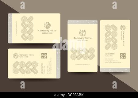 Minimal beige business card design featuring a traditional knot element, combining cultural style with refined modern branding. Stock Vector