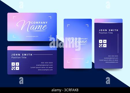 Elegant business card design with smooth blue gradient and minimal layout. Ideal for modern professionals and corporate identity. Stock Vector