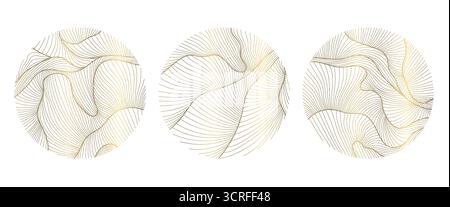 Elegant floral vector emblem, golden lines, circular ornaments, organic leaf patterns, Japanese design. Spa logos, cosmetic labels, wedding monograms Stock Vector