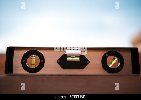 Construction level for measuring surface evenness Stock Photo