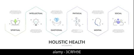 Holistic Health framework infographic diagram chart illustration banner template with icon set vector has physical, mental, social, spiritual, intelle Stock Vector