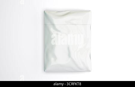 Blank food pouch isolated mockup. 3D rendering of a sealed packaging bag, ideal for presenting snack, coffee, tea, or dry food branding designs. Stock Photo