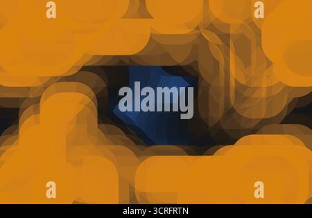 Abstract geometric pattern with overlapping orange and dark blue shapes, smooth transitions, bold contrast, digital style, modern background. Stock Photo