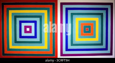 Frank Stella, Double Scramble: Ascending Spectrum Descending Green Values / Ascending Green Values Descending Spectrum, 1978. Stock Vector