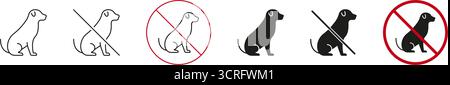 Dog Allowed And No Dogs Allowed Icon Set. Pet-Friendly And Restricted Area Symbols Collection. Animal Policy And Signage. Isolated Vector Illustration Stock Vector