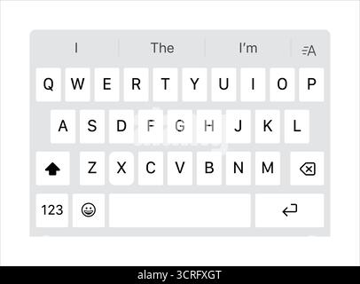 Smartphone virtual keyboard interface showing QWERTY layout Stock Vector
